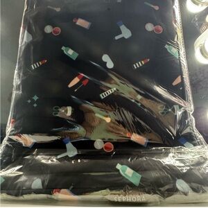 Sephora Black Cosmetic Bag with Colorful Icons (Limited Edition)